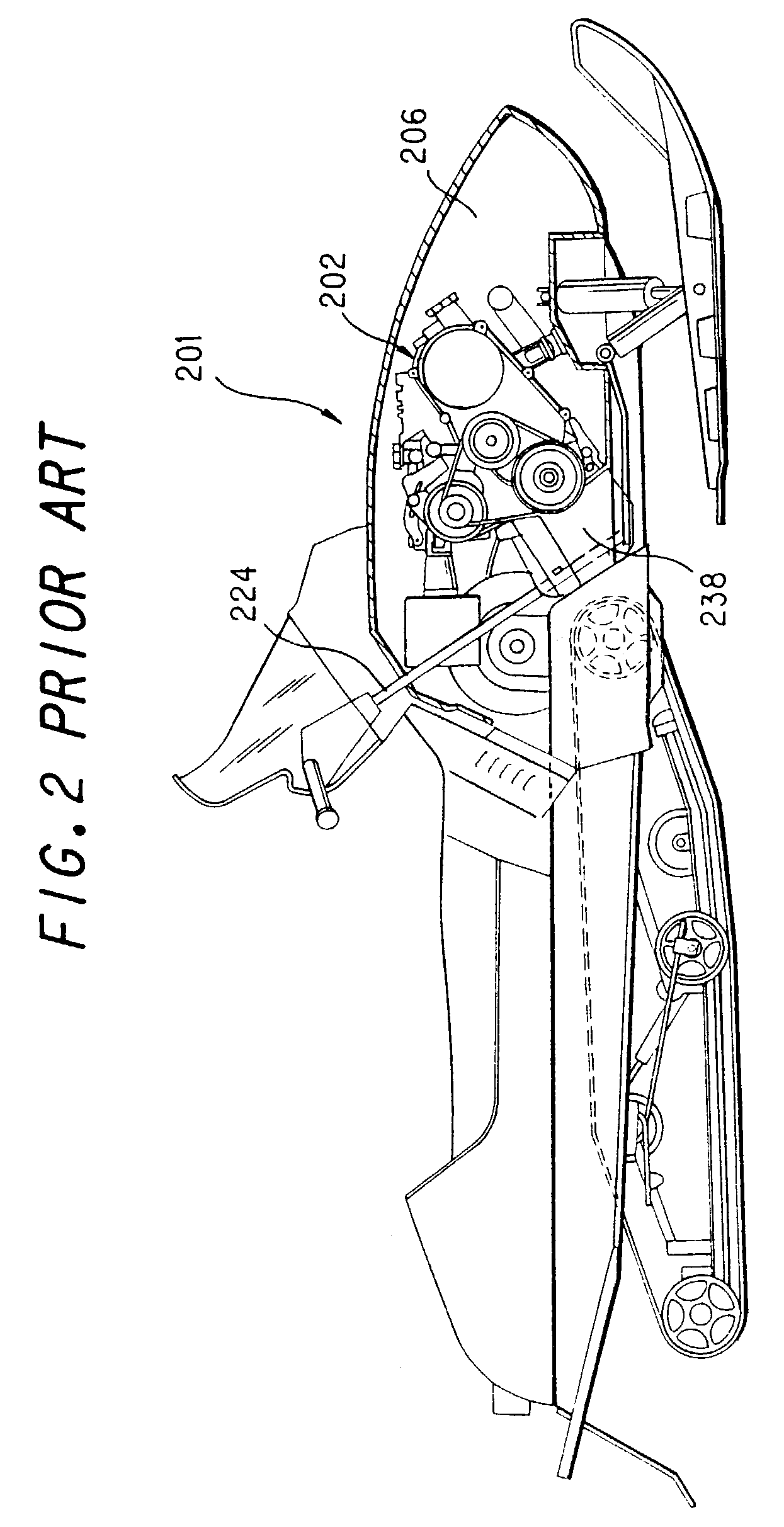 Snowmobile four-cycle engine arrangement