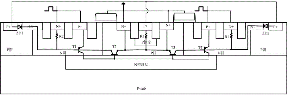 A high-voltage esd protection device with double anti-latch-up ring ldmos-scr structure