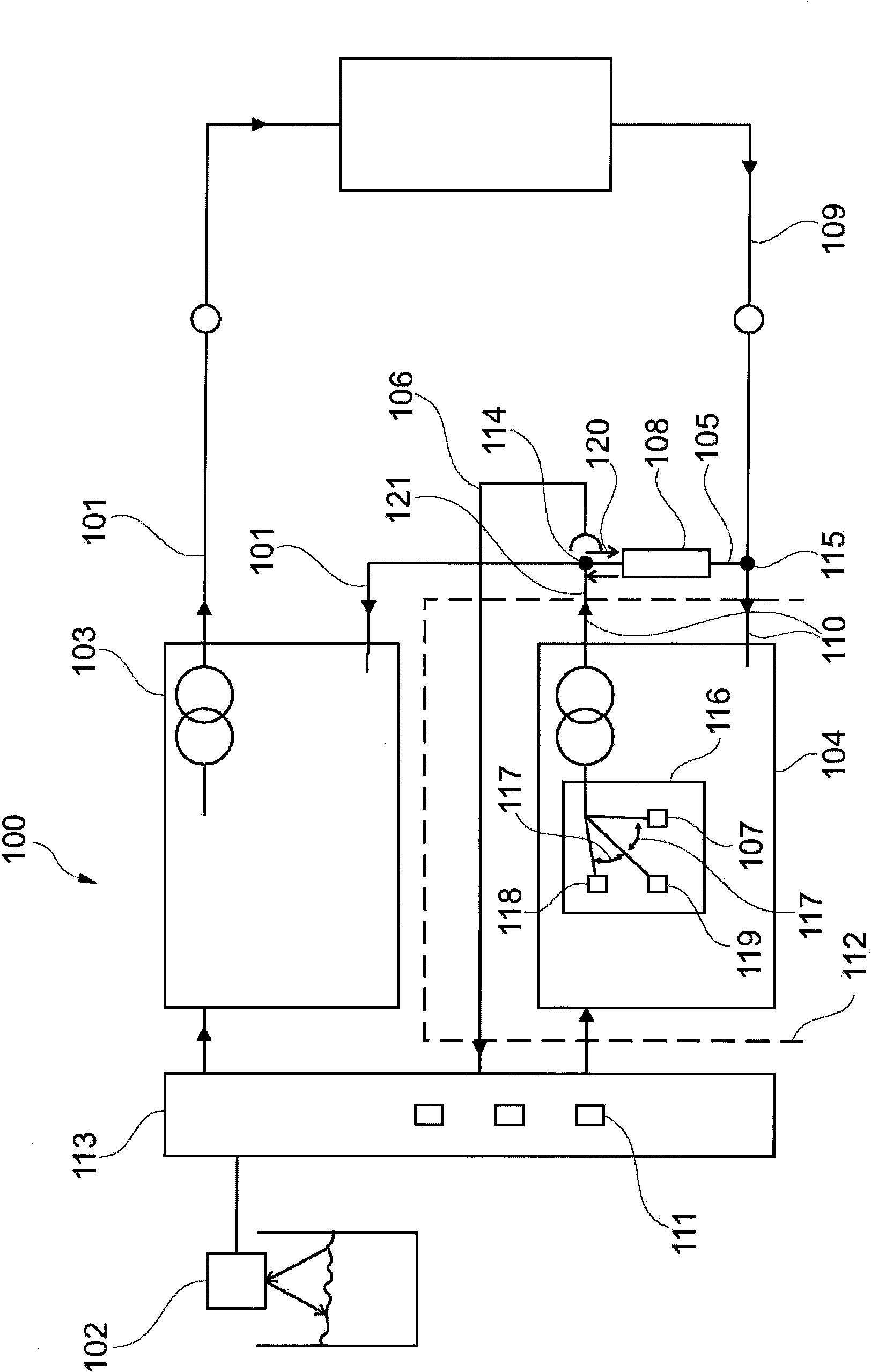 Energy production device for producing and simultaneously monitoring measured current