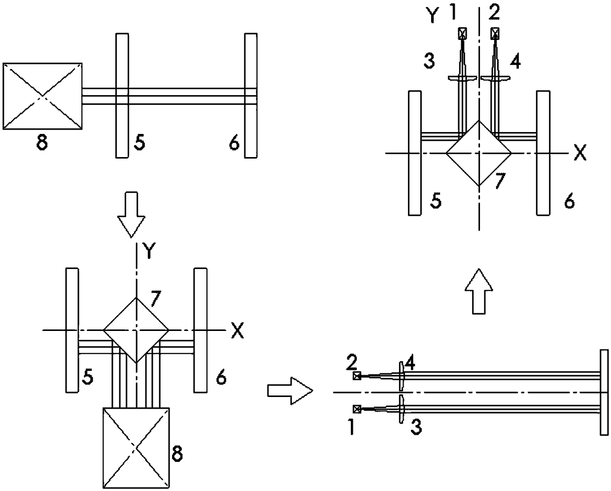 Cube prism optical calibration device for aiming and monitoring optical axis of telescope