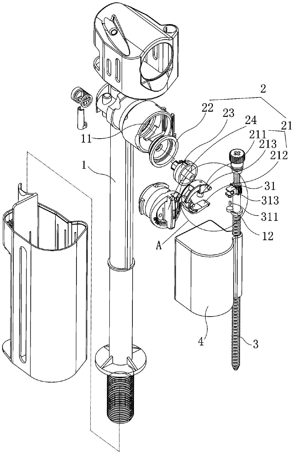 Water inlet valve device installed in water tank