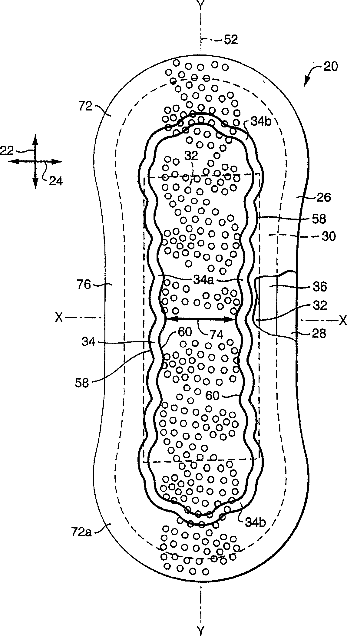 An absorbent article with an embossment along the perimeter