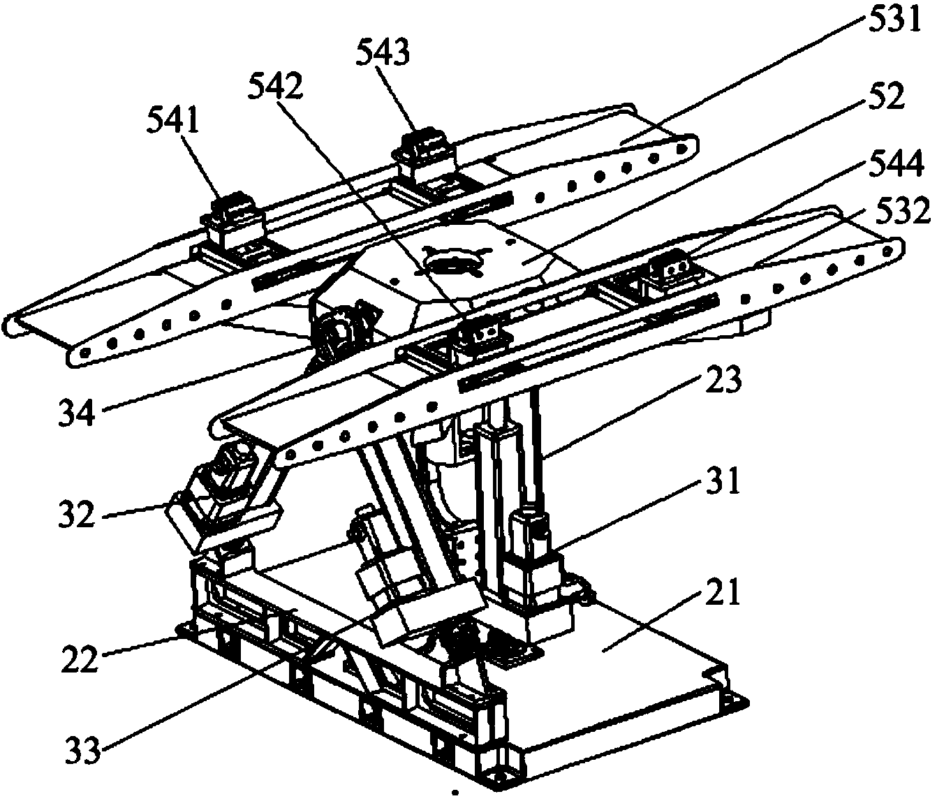 Automobile inertial parameter measurement test bed and automobile inertial parameter dynamic calculation method