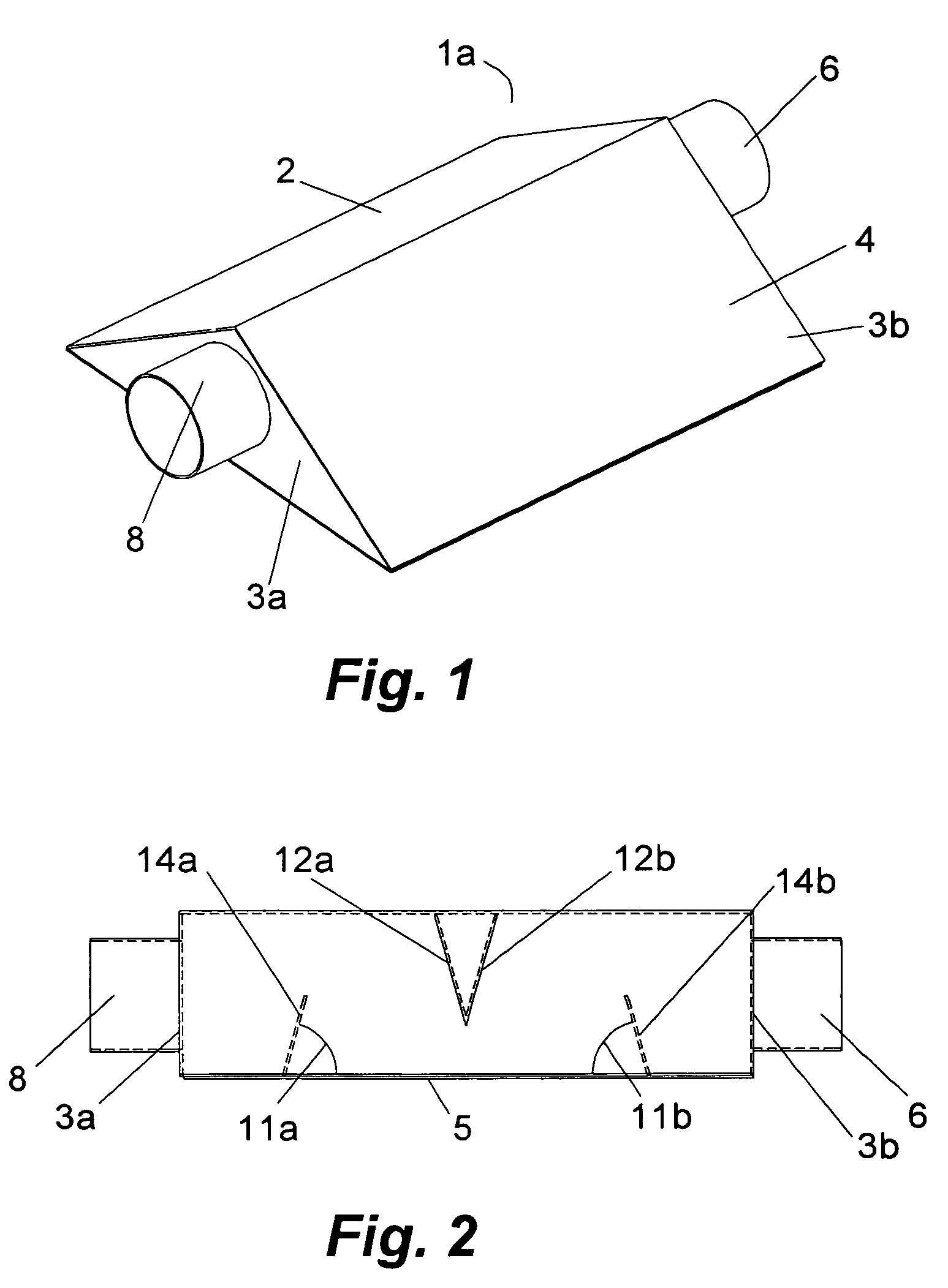 Triangular cross section exhaust muffler