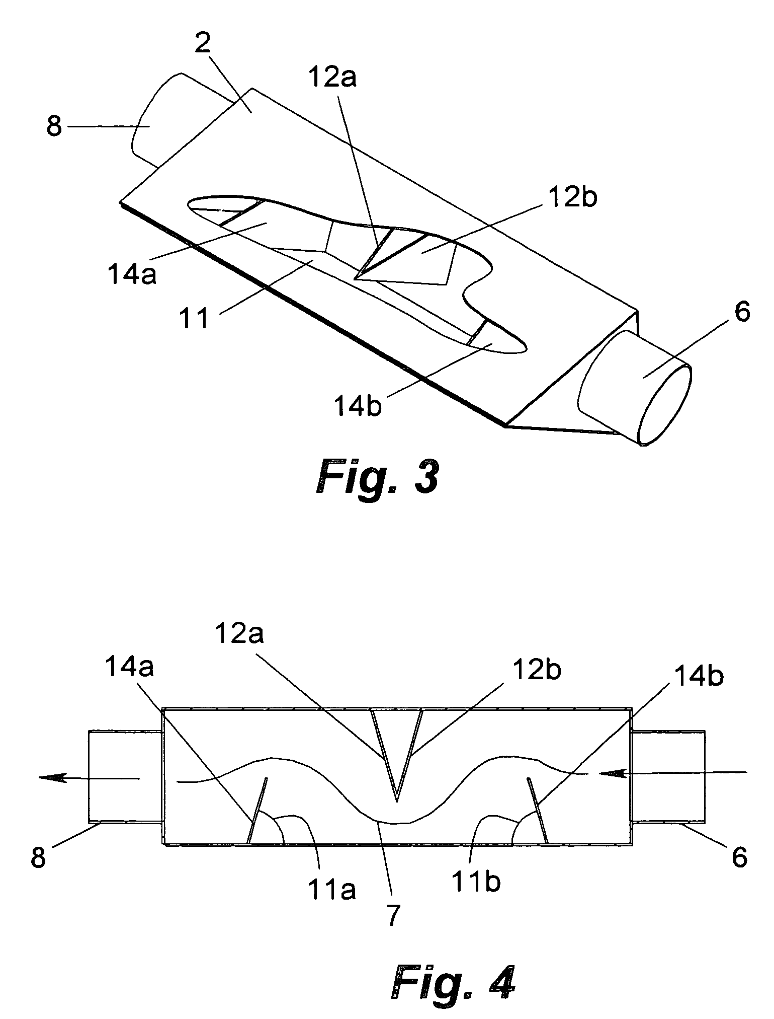 Triangular cross section exhaust muffler