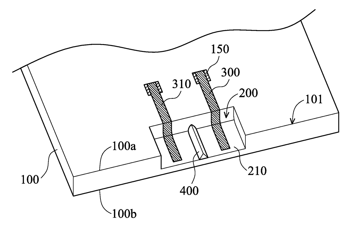 Chip package including recess in side edge