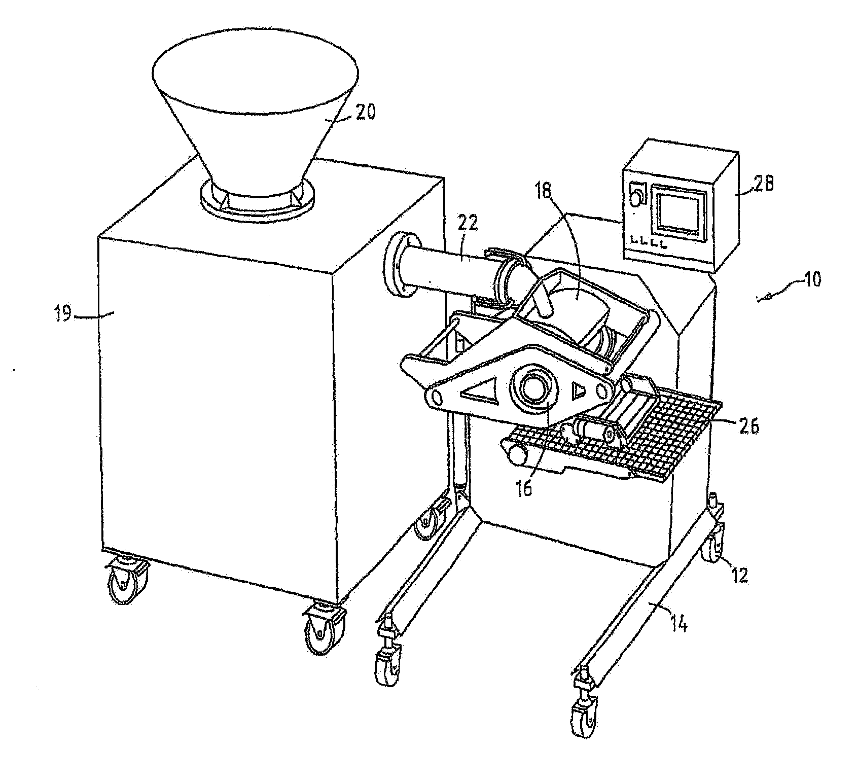 Mass-distributing device and moulding device comprising a mass-distributing device of this type