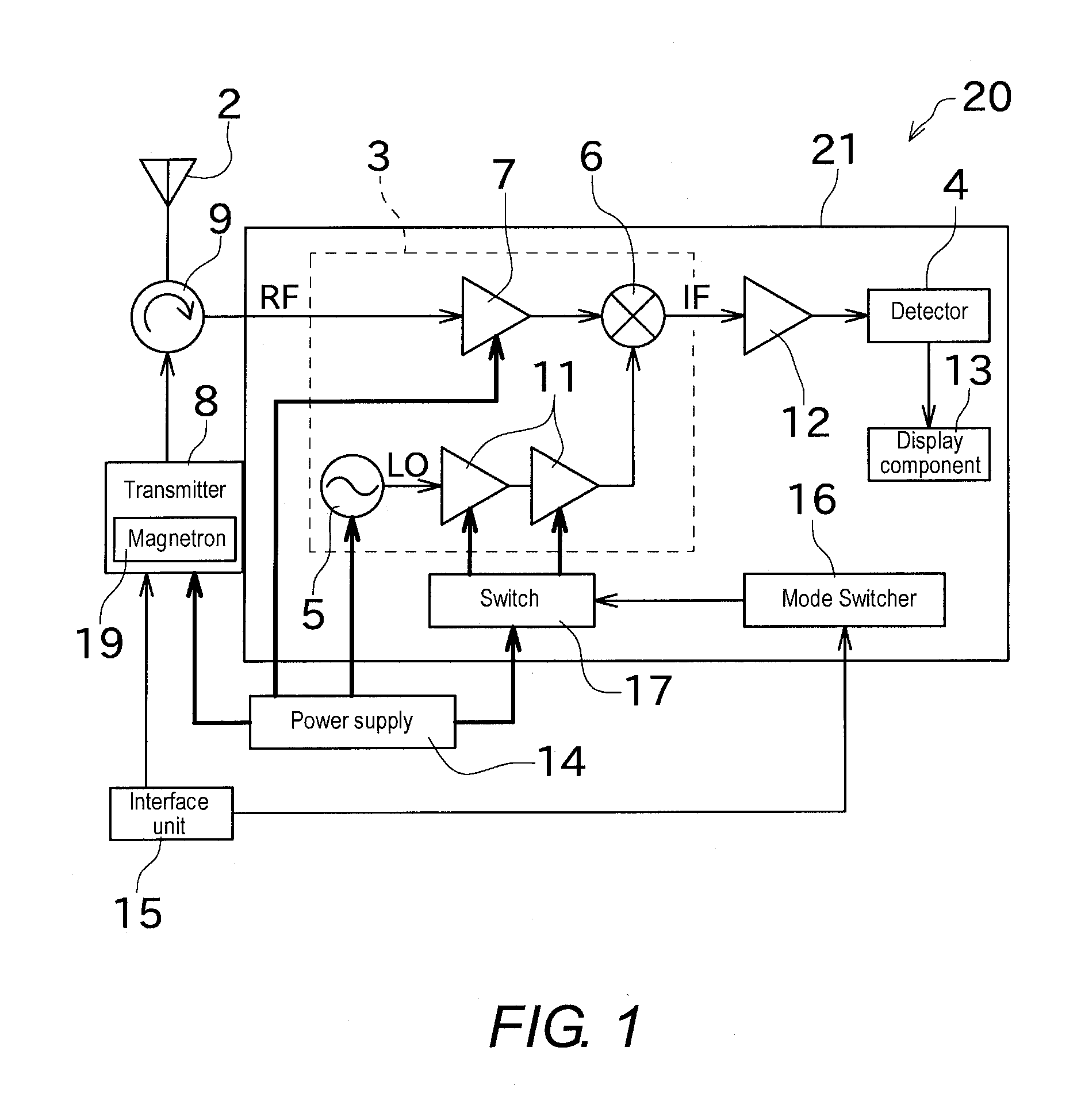 Radar receiver, and radar device equipped with same