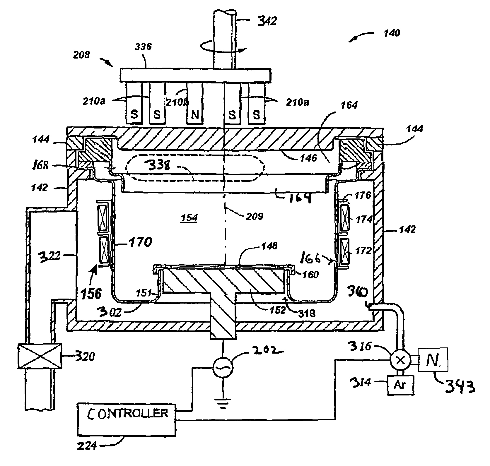 Self-ionized and capacitively-coupled plasma for sputtering and resputtering