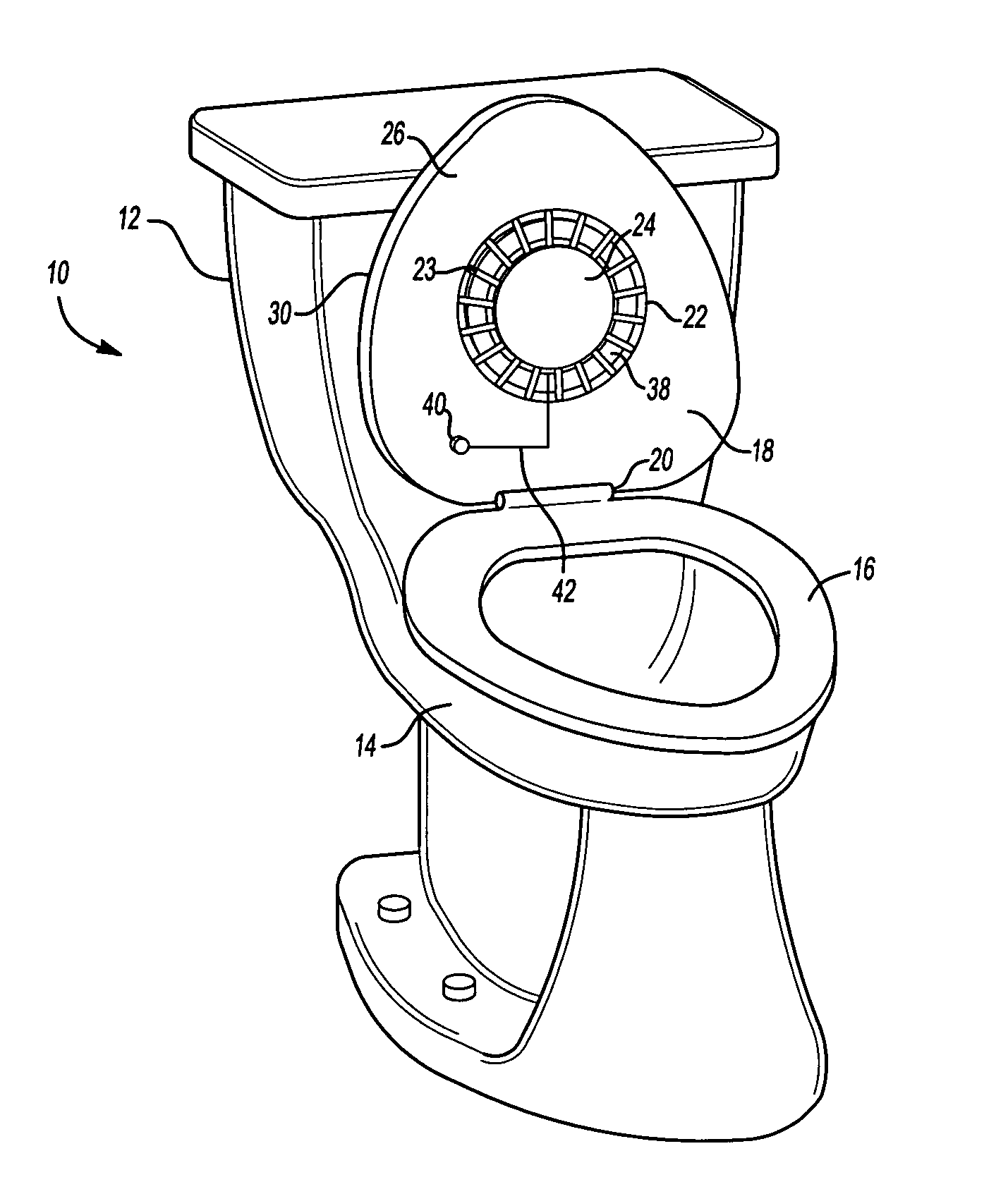 Disinfecting system for a toilet