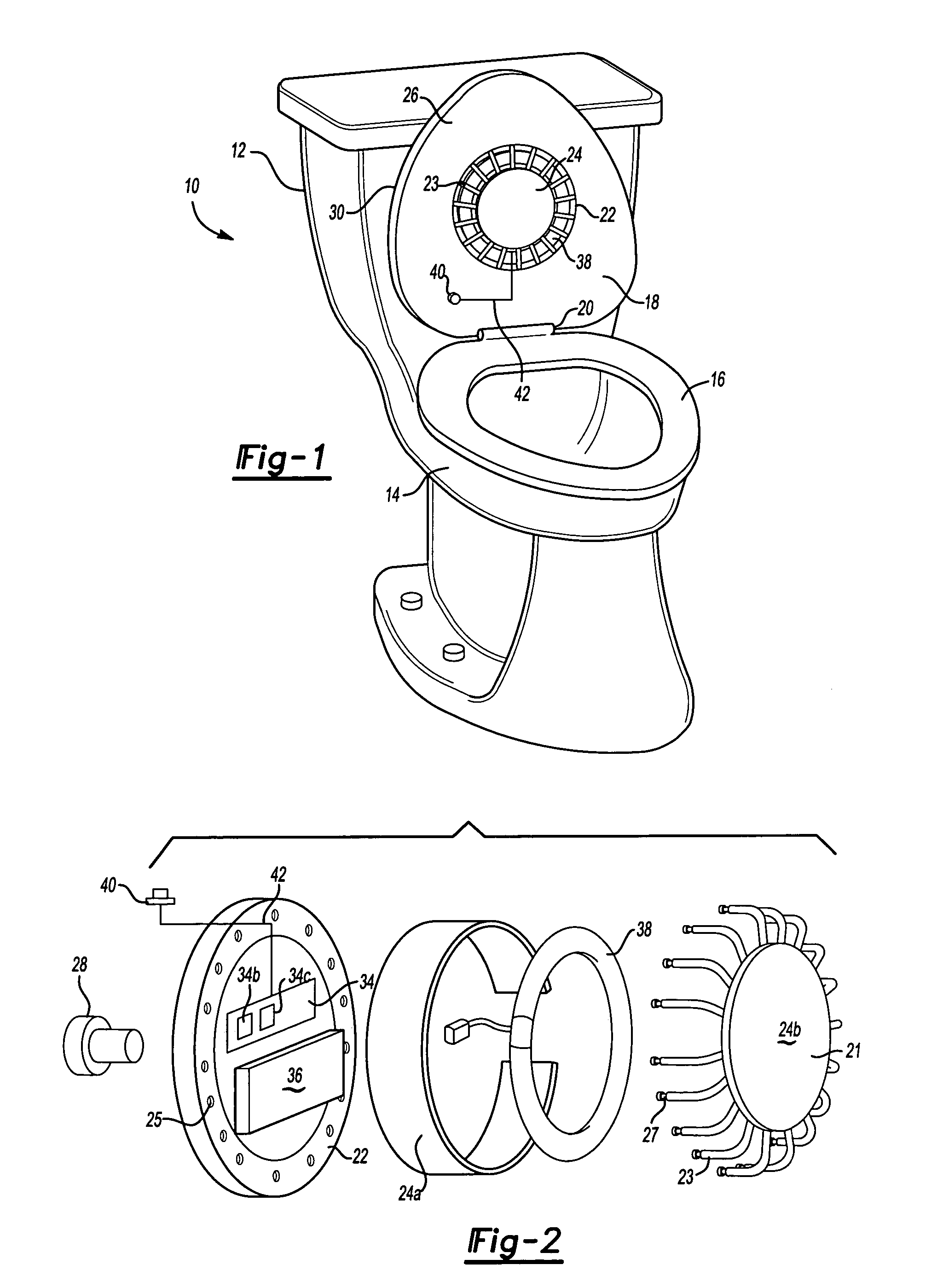 Disinfecting system for a toilet