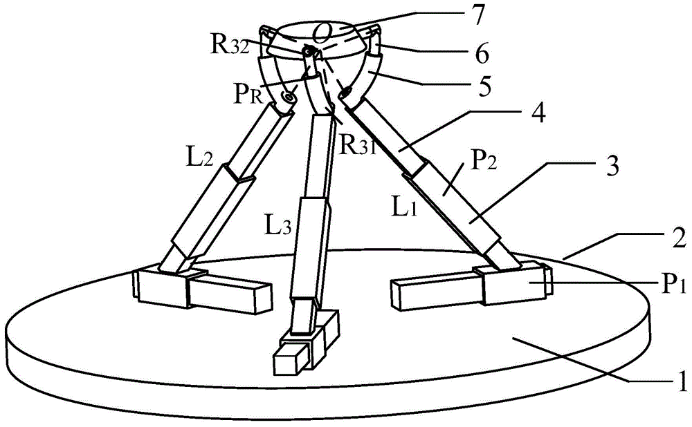 Four-freedom-degree parallel mechanism achieving complete decoupling of rotating and moving and provided with arc moving pairs