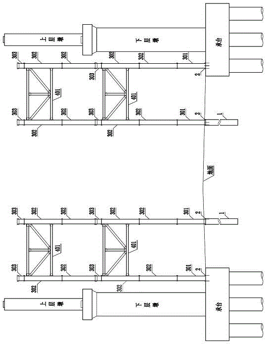 Double-layer cast-in-situ beam support construction method adopting sequence from upper layer to lower layer