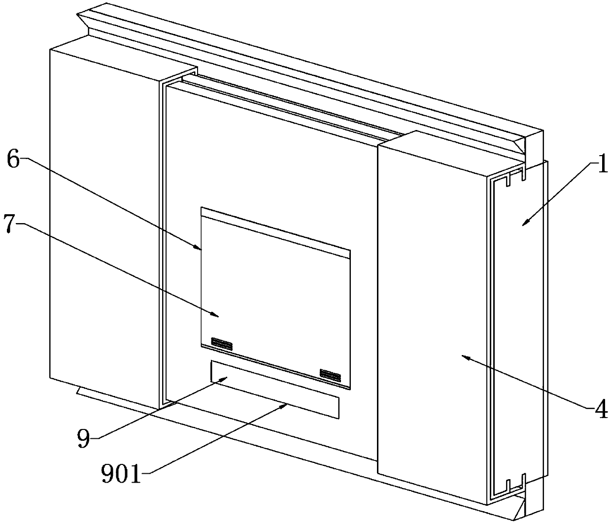 Indoor teleVision background wall with hidden grooVe formed with push-and-pull structure