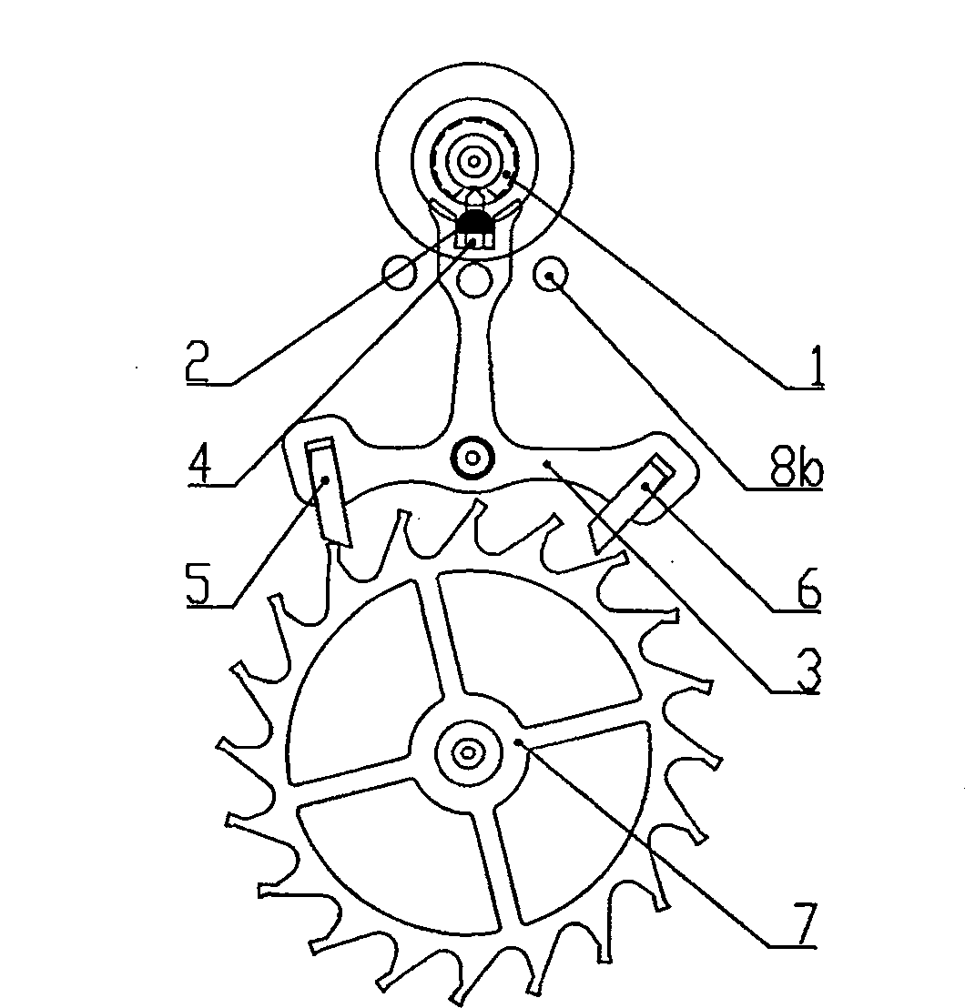 Mechanical wristwatch escapement mechanism