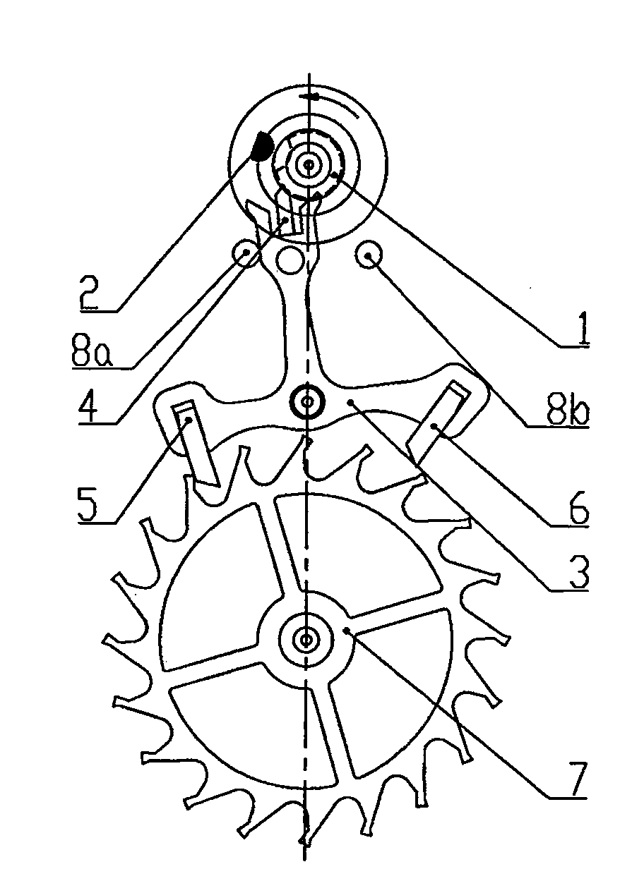 Mechanical wristwatch escapement mechanism