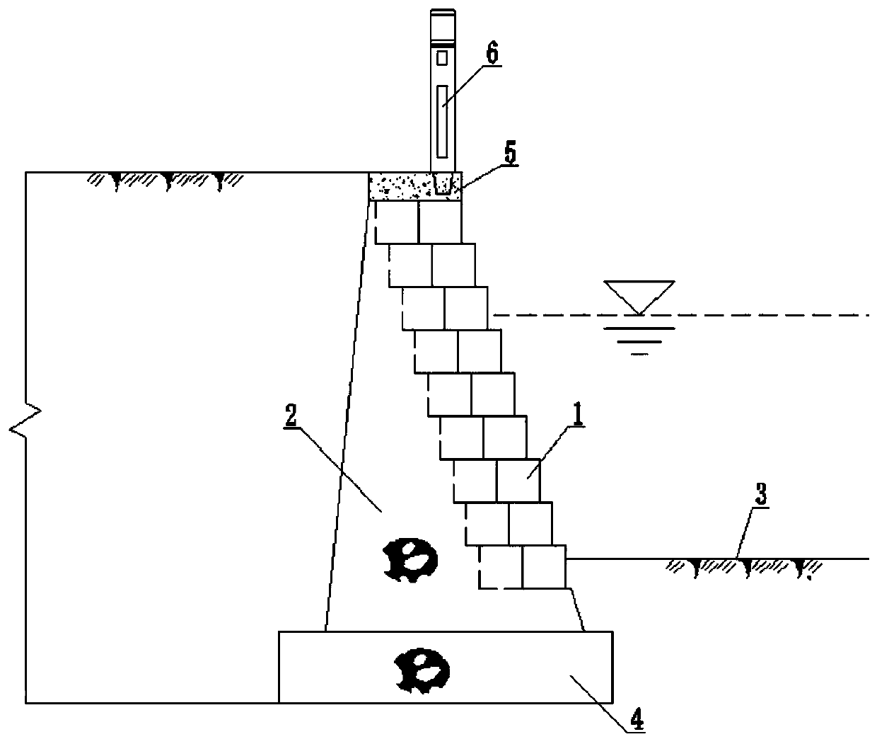 Structure and method suitable for flood control wall stone veneer of landscape river