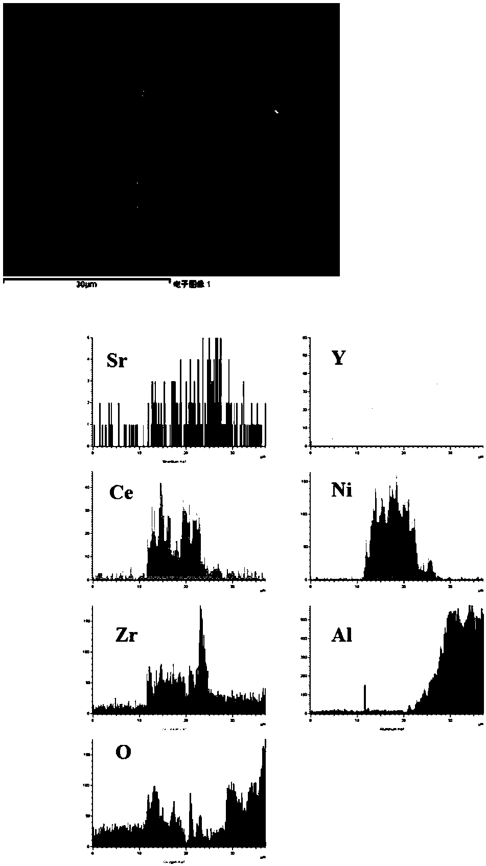 NiO/proton electrolyte combined film electrode structure and preparation method thereof