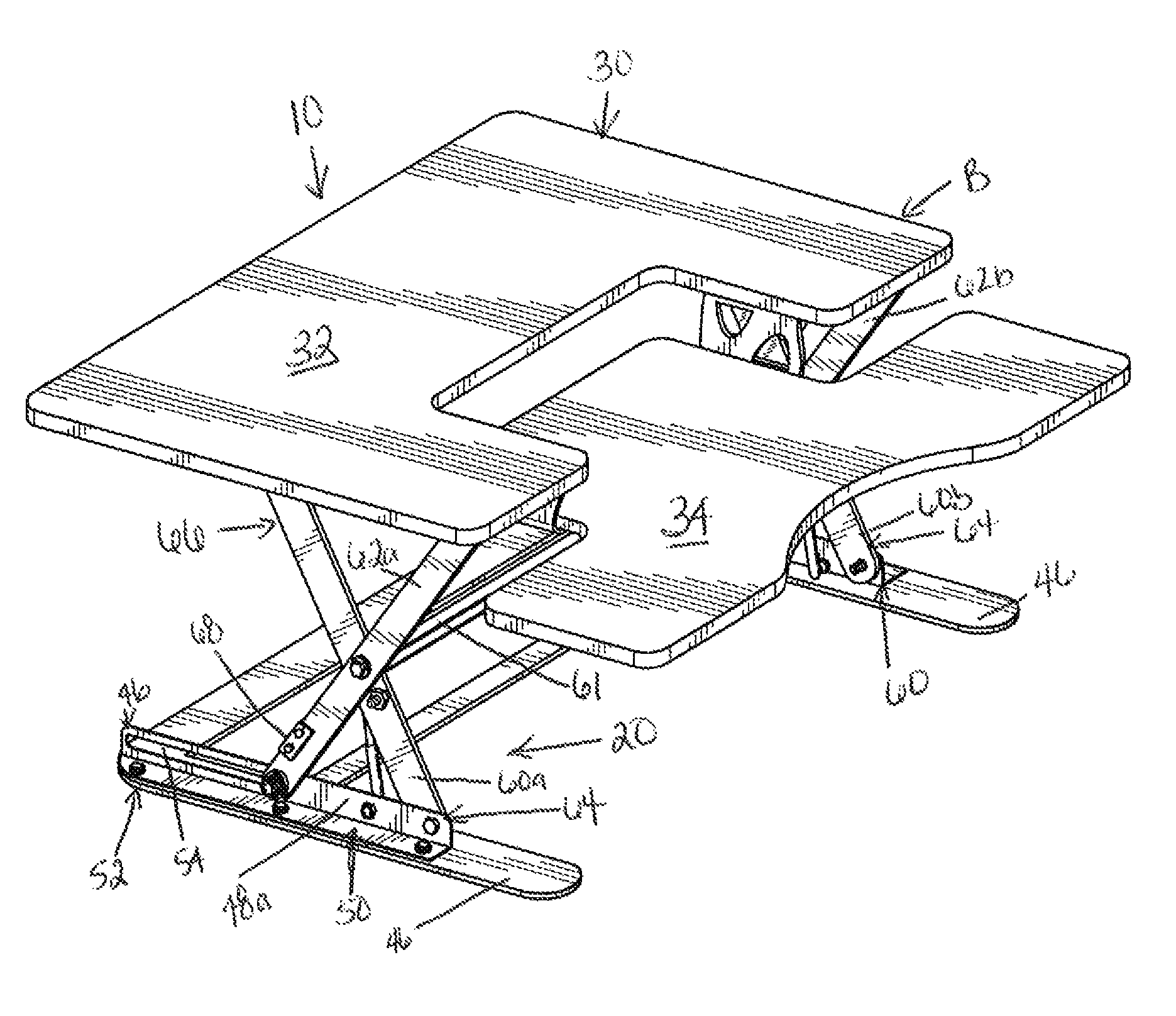 Height adjustable desktop assembly