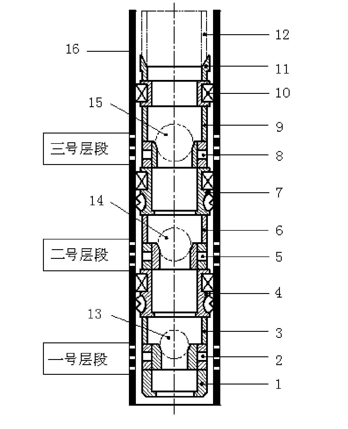 Multi-formation fracturing device and process of release tubular column