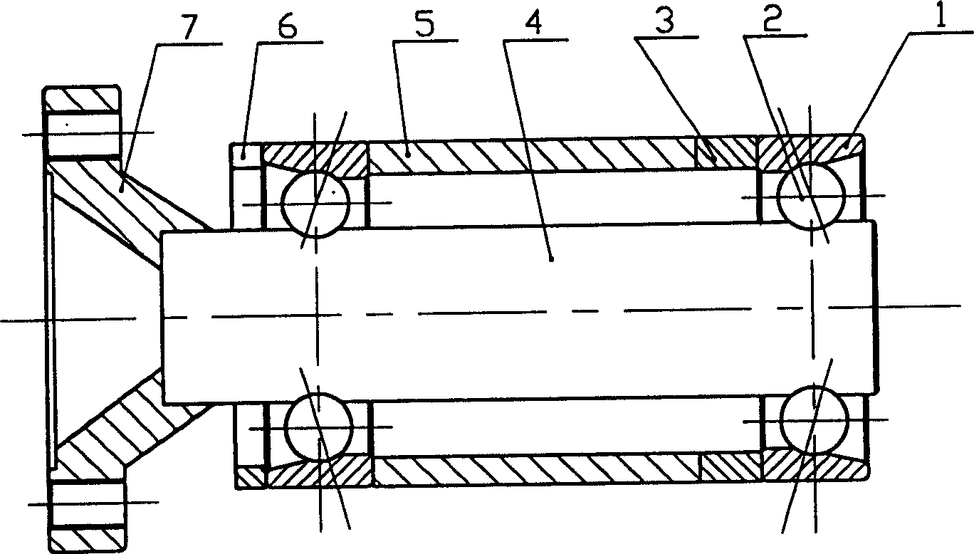 Special bearing and bearing composite construction for X ray tube