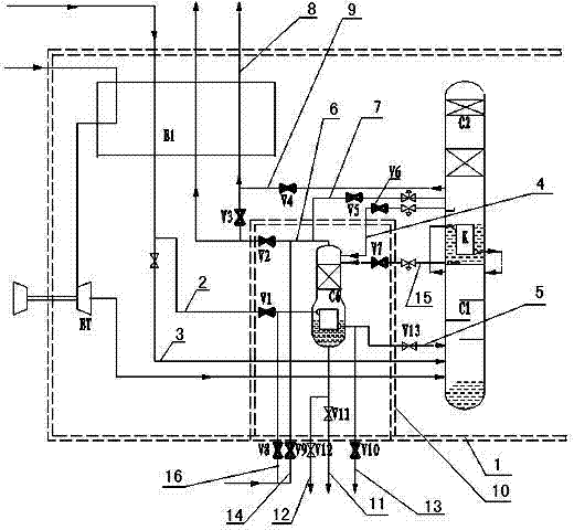 Krypton-xenon tower heating device and technology for heating krypton-xenon tower using same