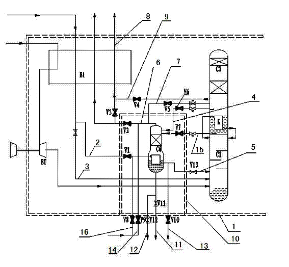 Krypton-xenon tower heating device and technology for heating krypton-xenon tower using same