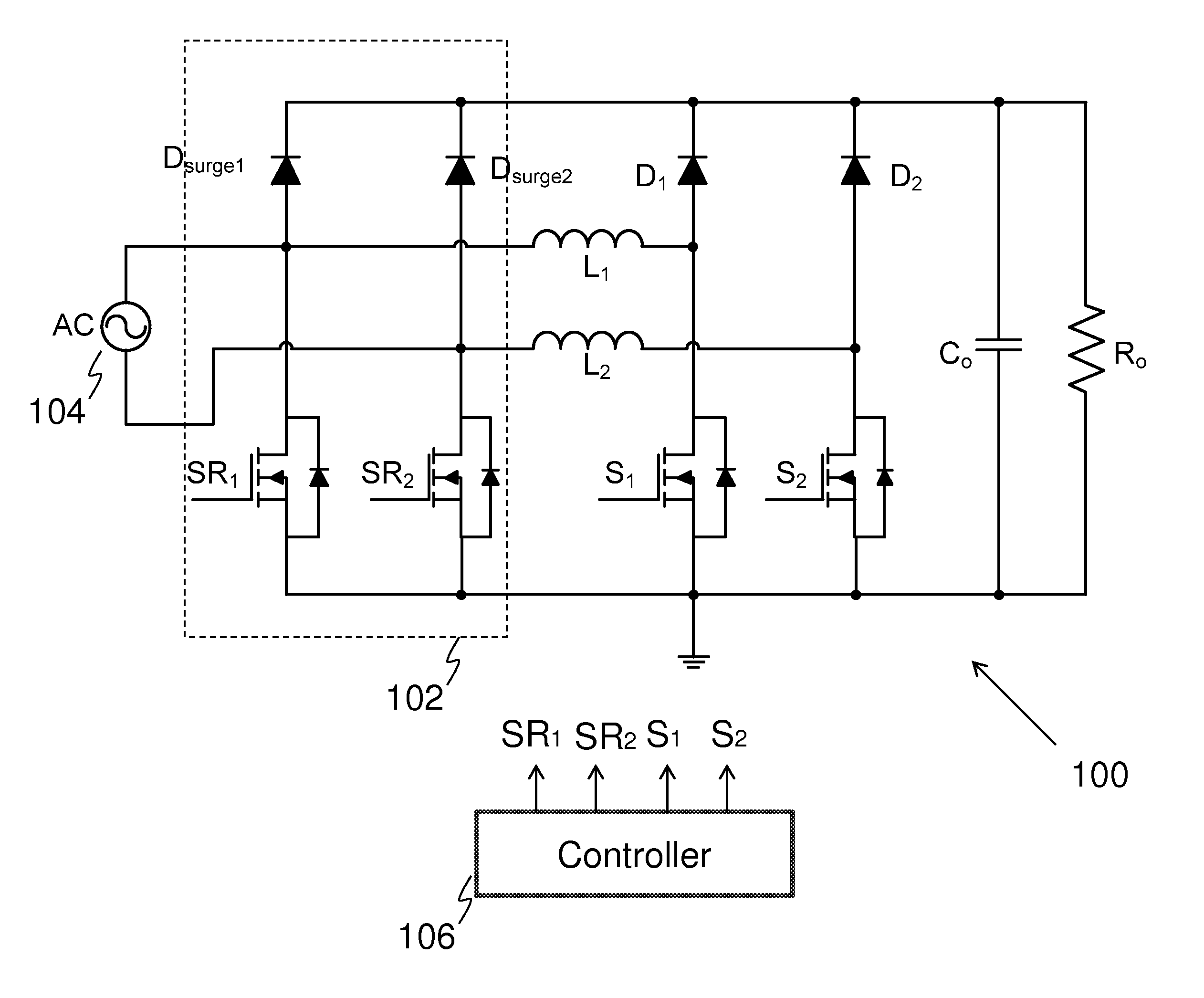 High efficiency bridgeless PFC converter and method