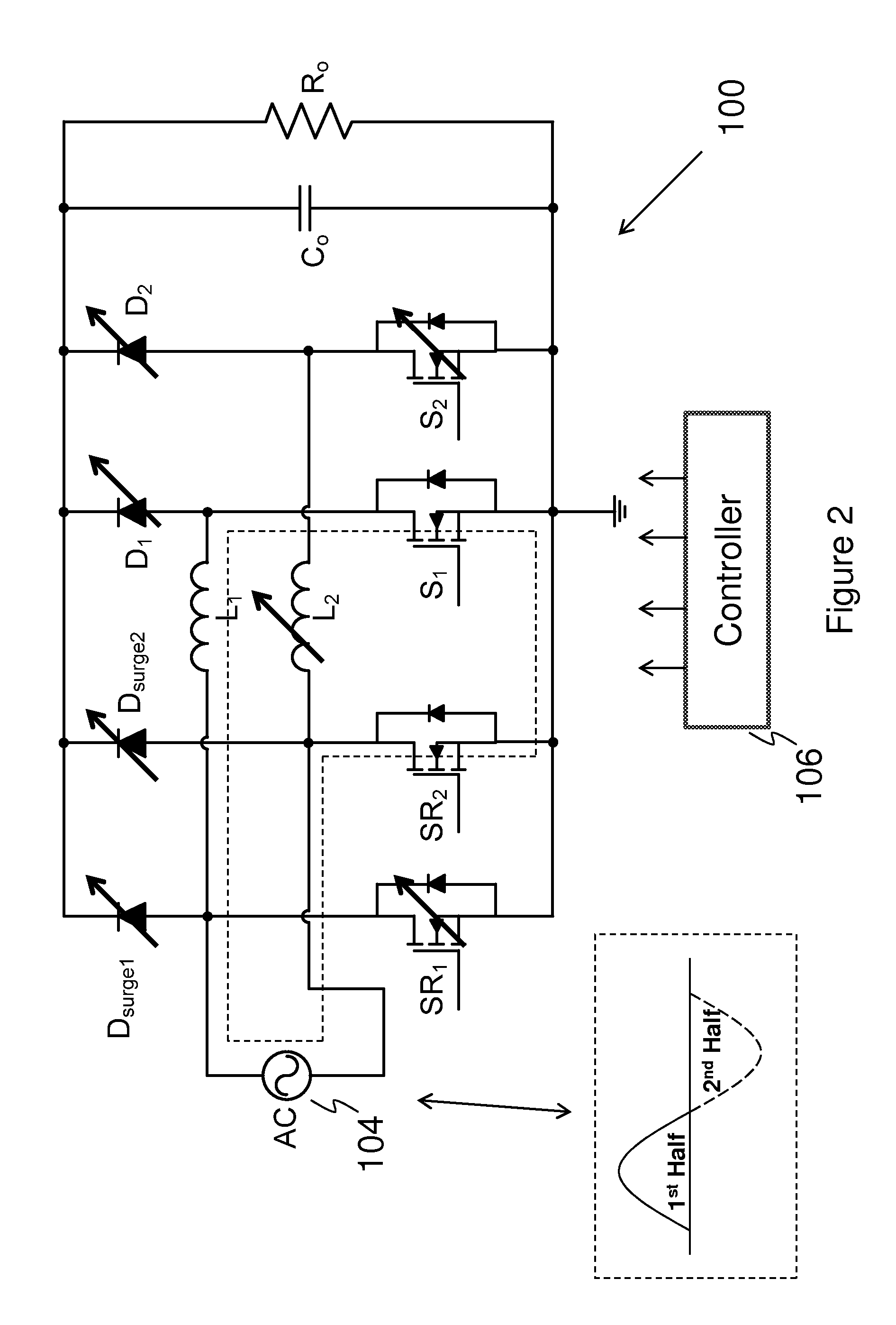 High efficiency bridgeless PFC converter and method