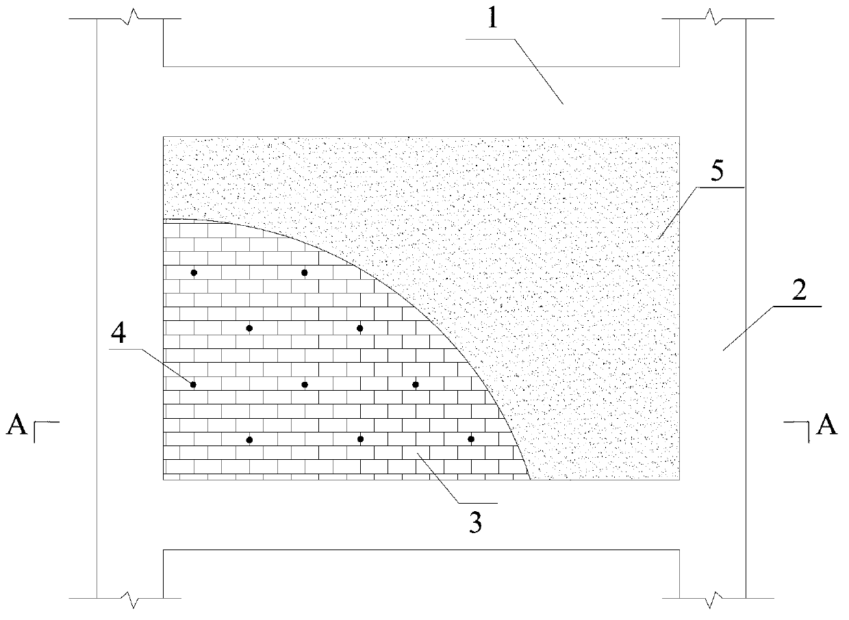 High-elongation fiber concrete combined frame filled wall and construction method thereof