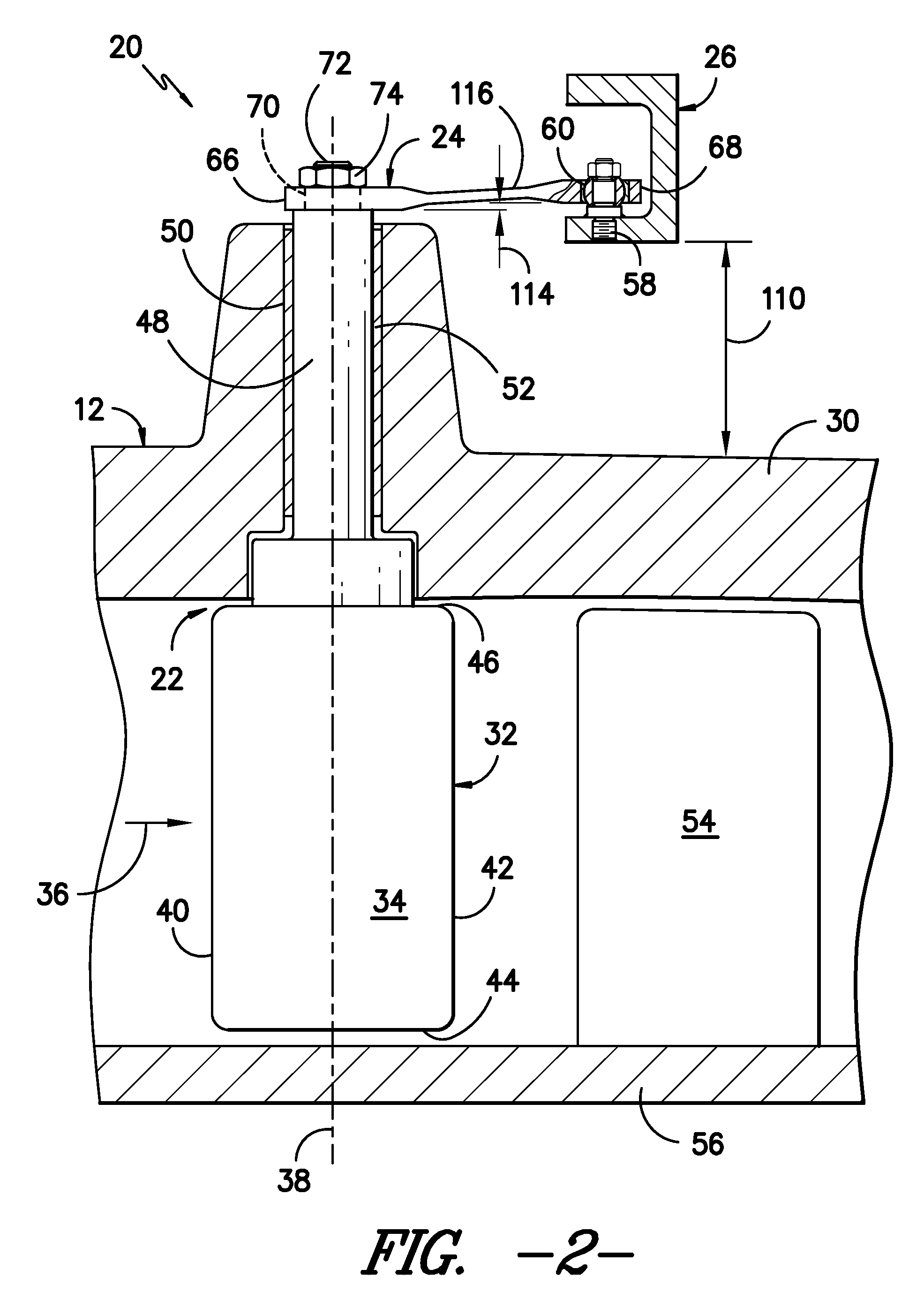 Attachment stud for a variable vane assembly of a turbine compressor