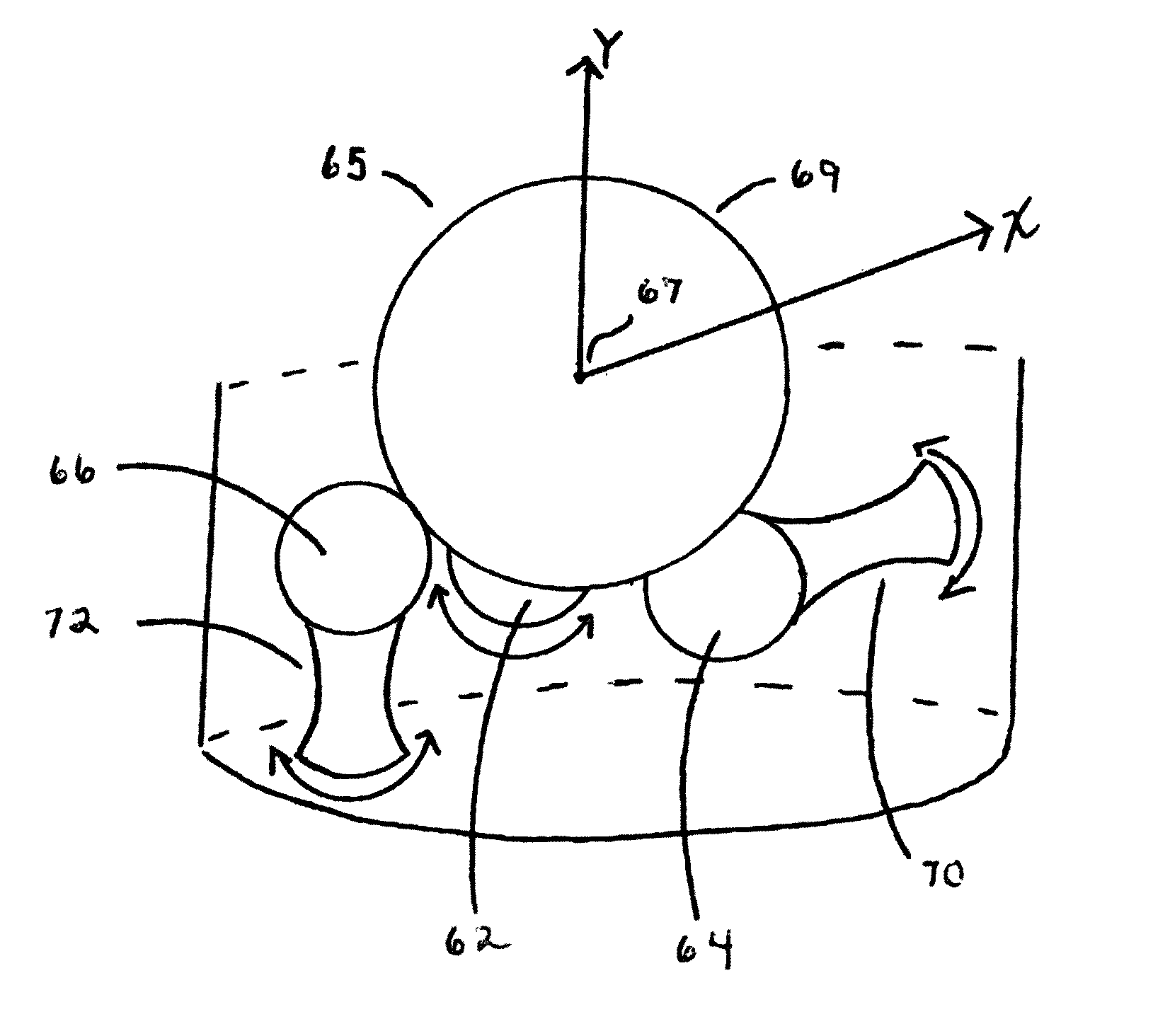 Device and method for marking the surface of a spherical object while rotating the spherical object in any direction about its center