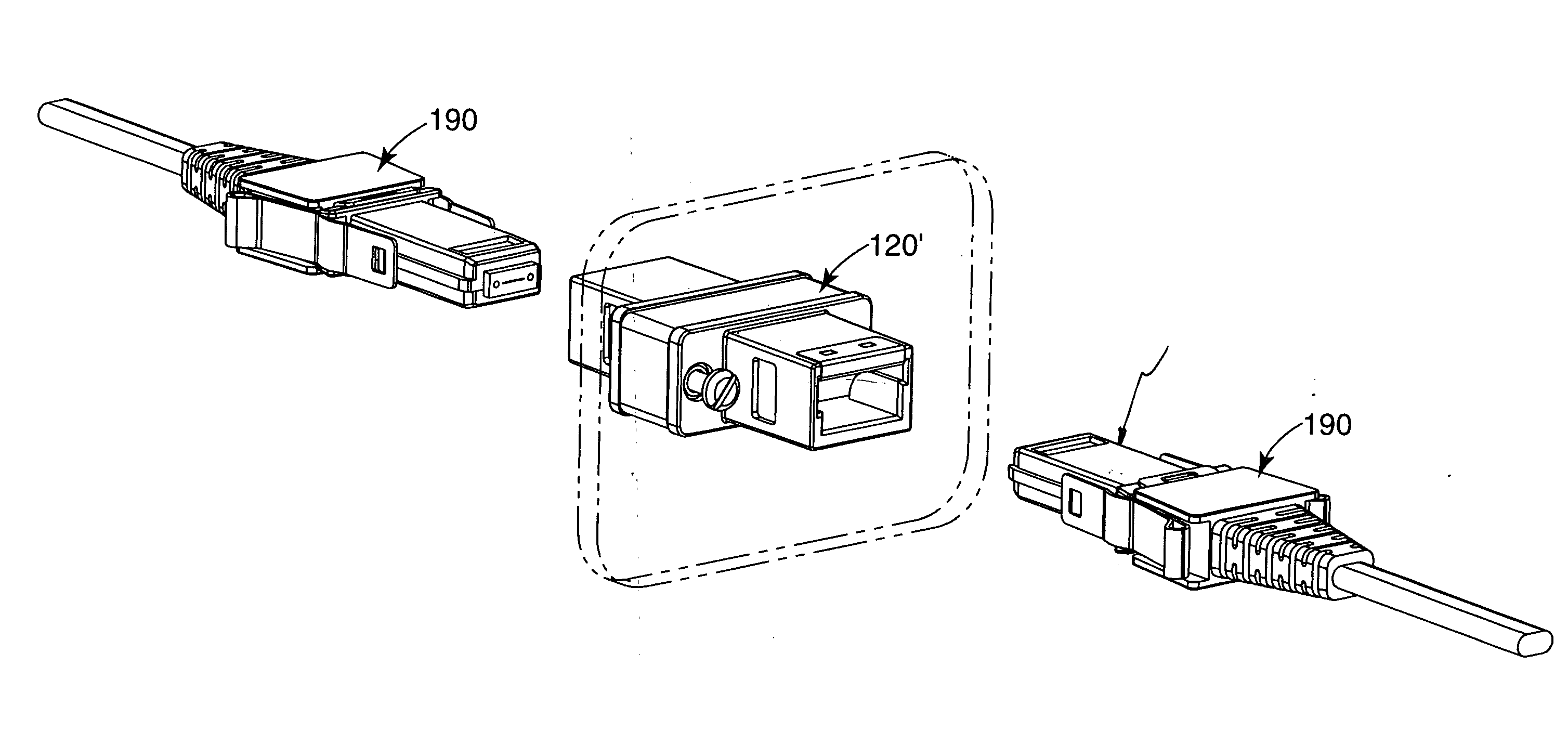 Optical connector system with EMI shielding