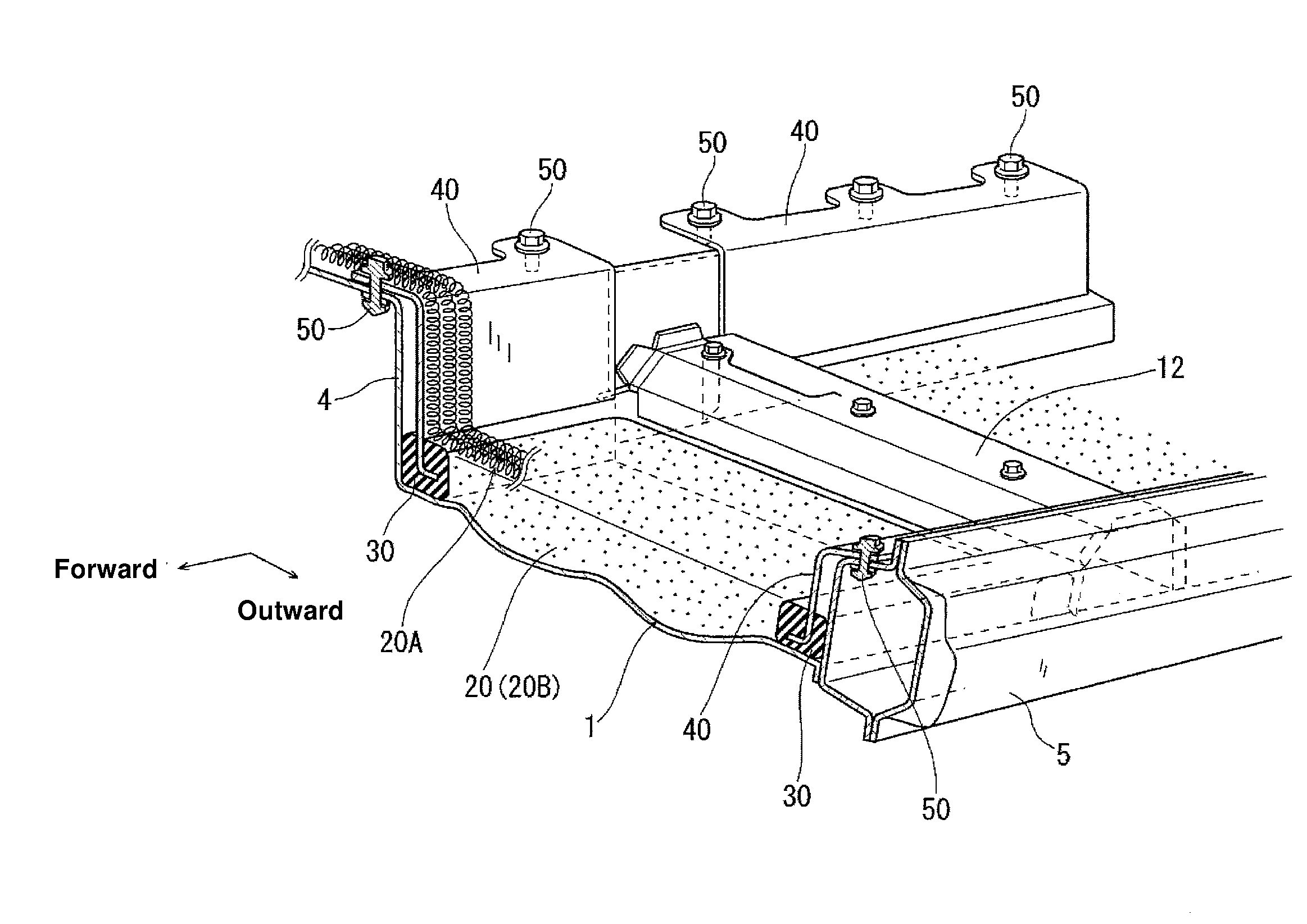 Noise insulation structure of cabin floor