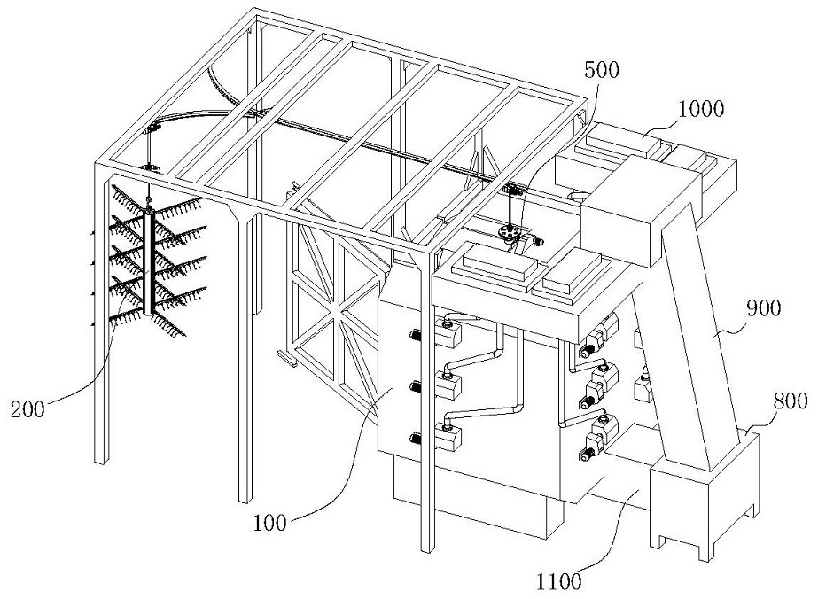 A hook type shot blasting machine for surface treatment of vehicle parts