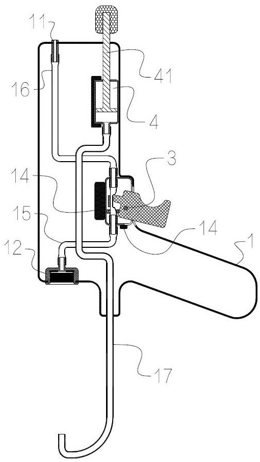 A toy water gun with two water storage tanks