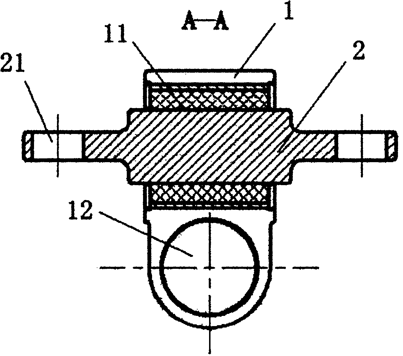 Connecting device of railway vehicle side rolling resistant torsion bar device and vehicle body