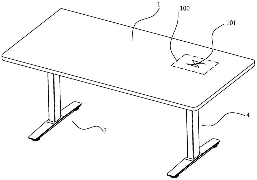 Electric lifting table with wireless power supply system and lifting table system