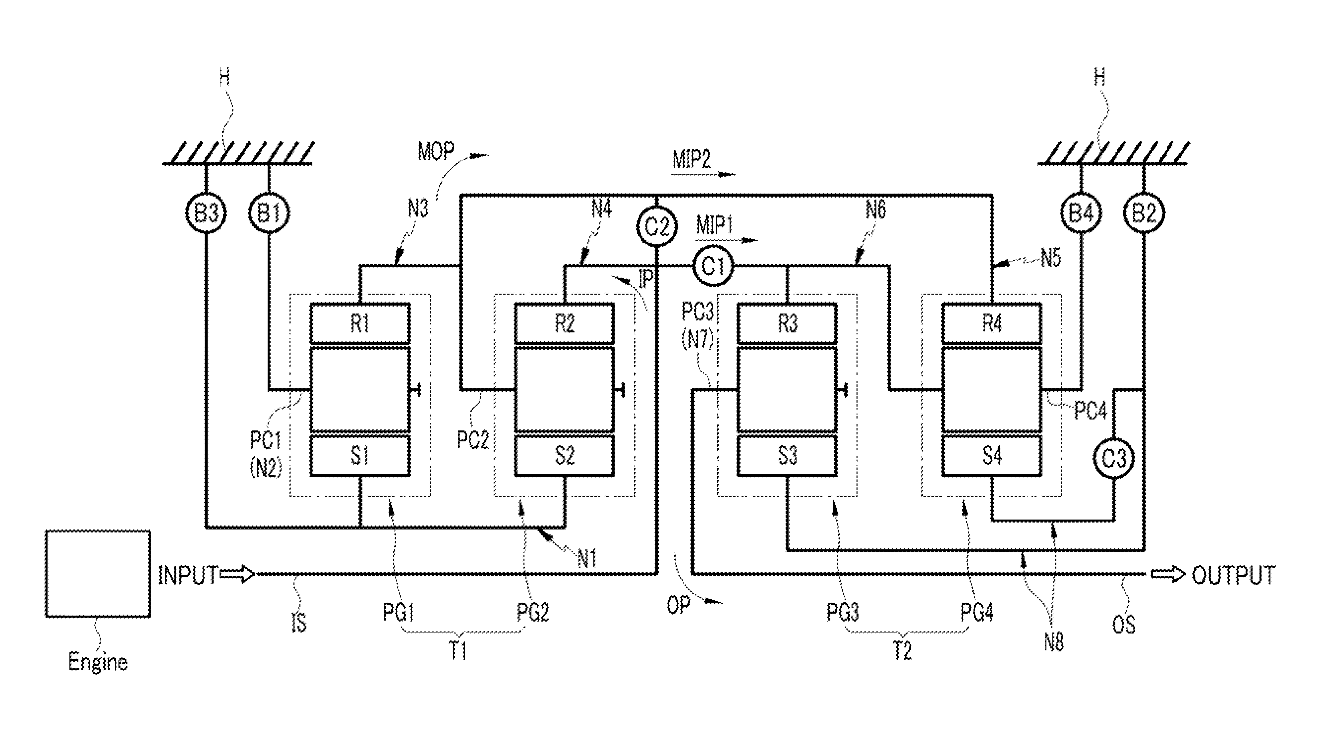 Gear train of an automatic transmission for a vehicle