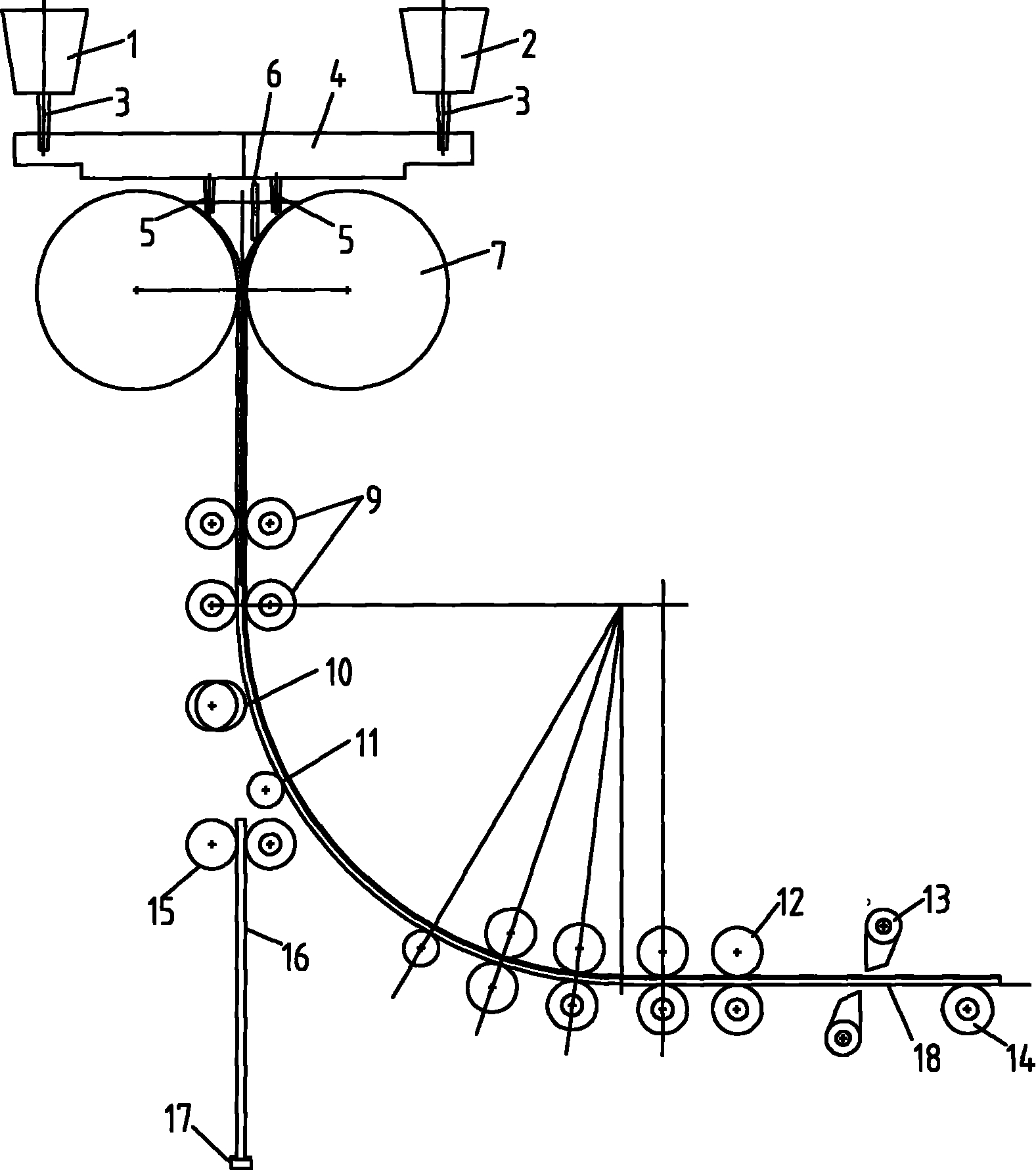 Continuous casting method of liquid-phase composite slab