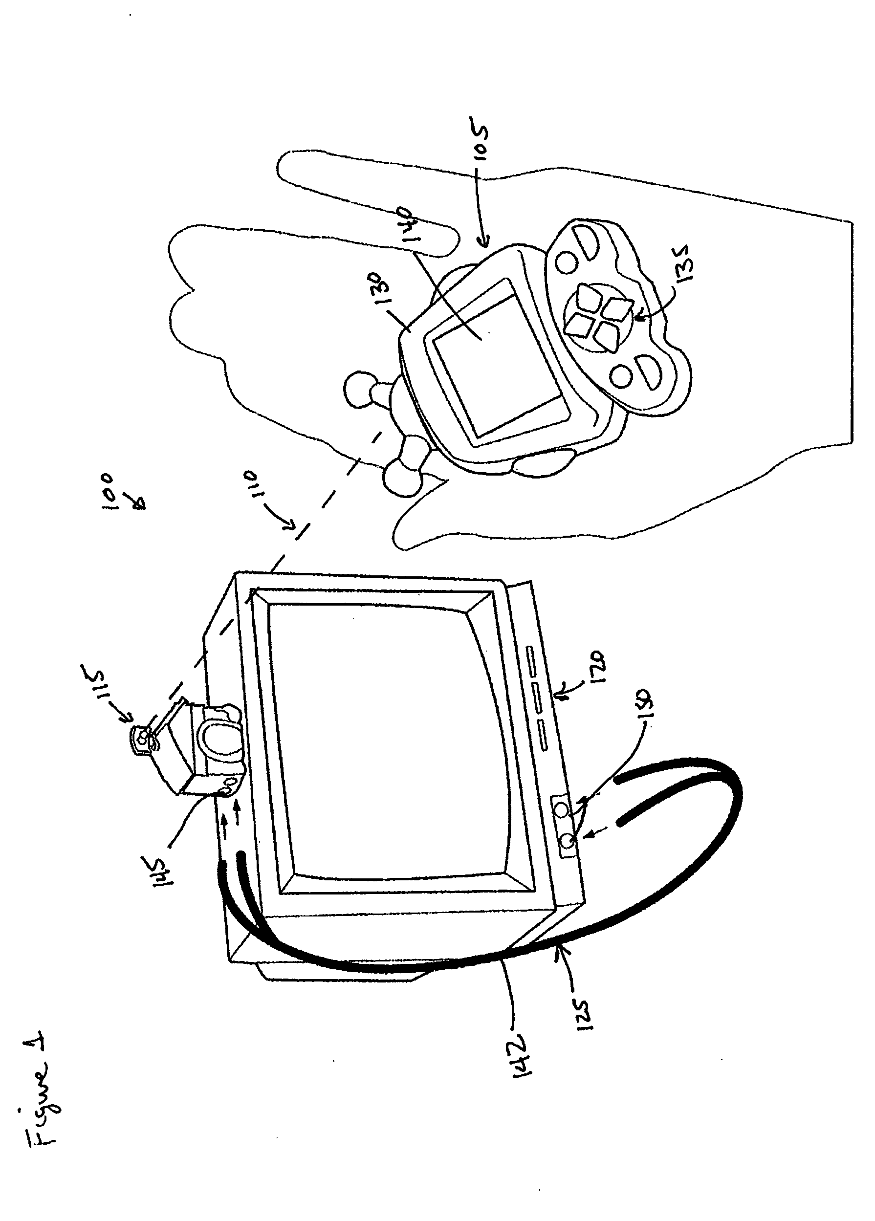 Portable hand-held entertainment system with connectivity to non-integrated displays