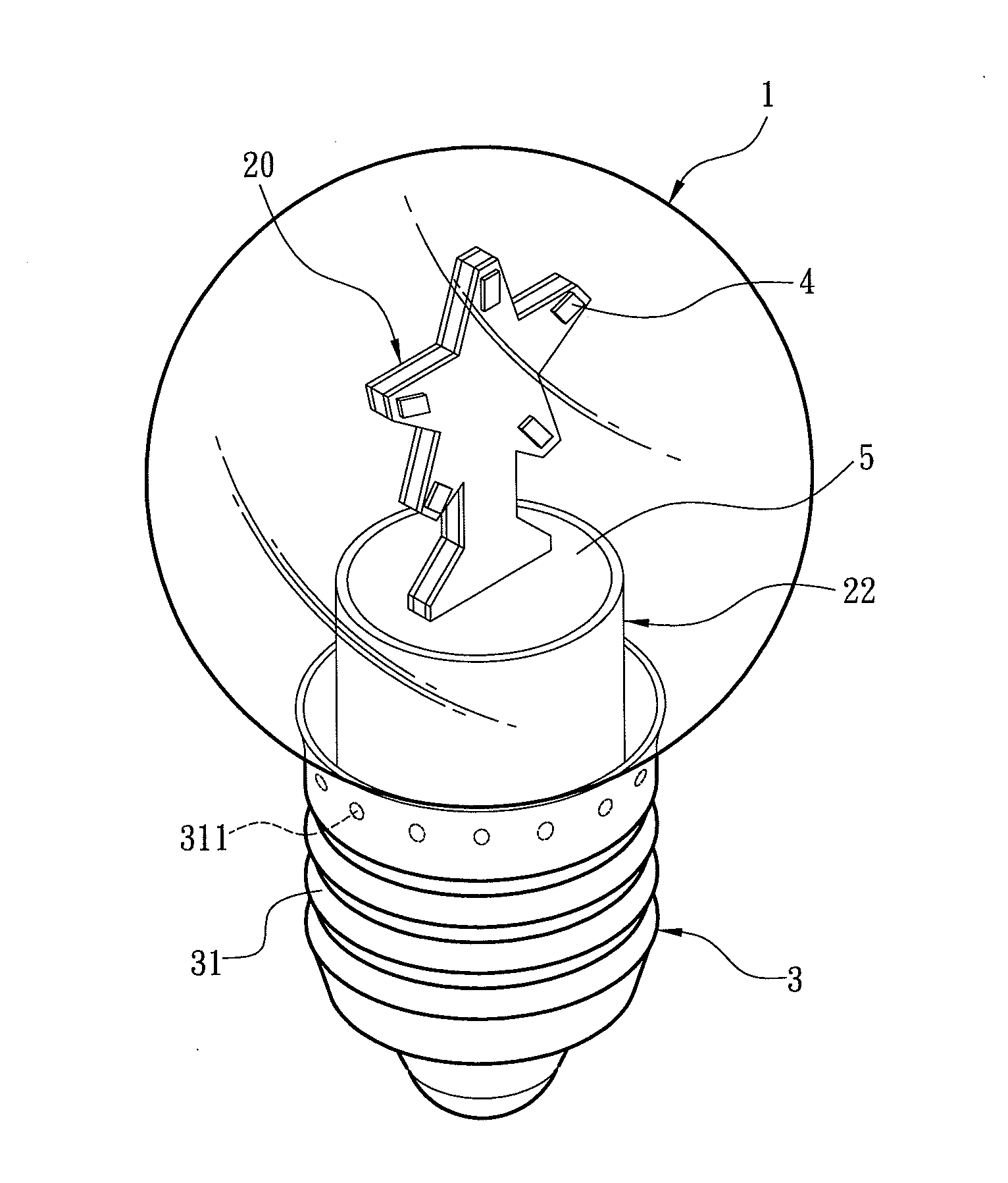 LED light bulb providig high heat dissipation efficiency