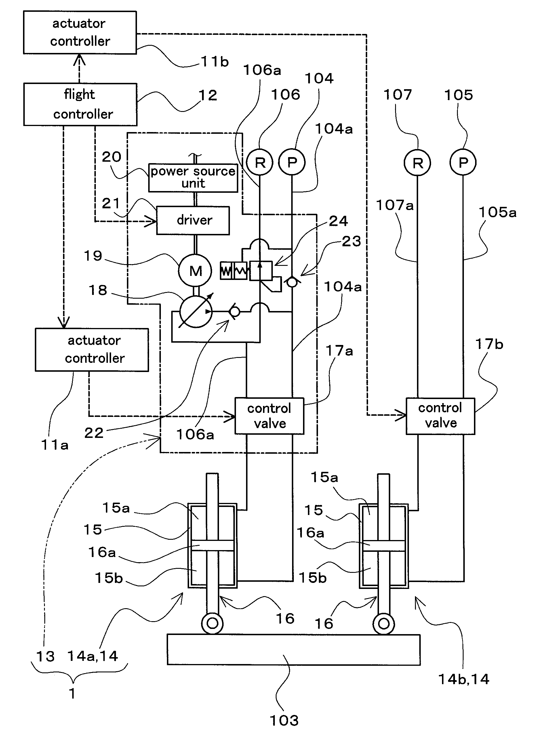 Hydraulic system for aircraft actuators