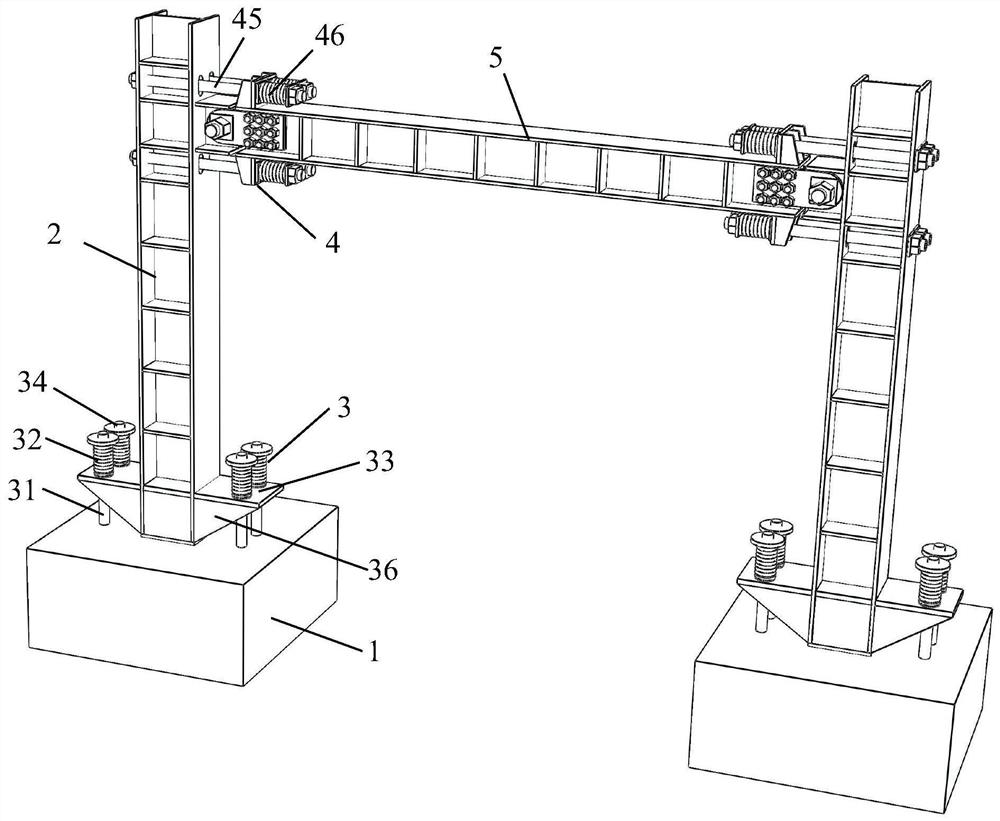 Self-resetting swing steel frame structure and its construction method