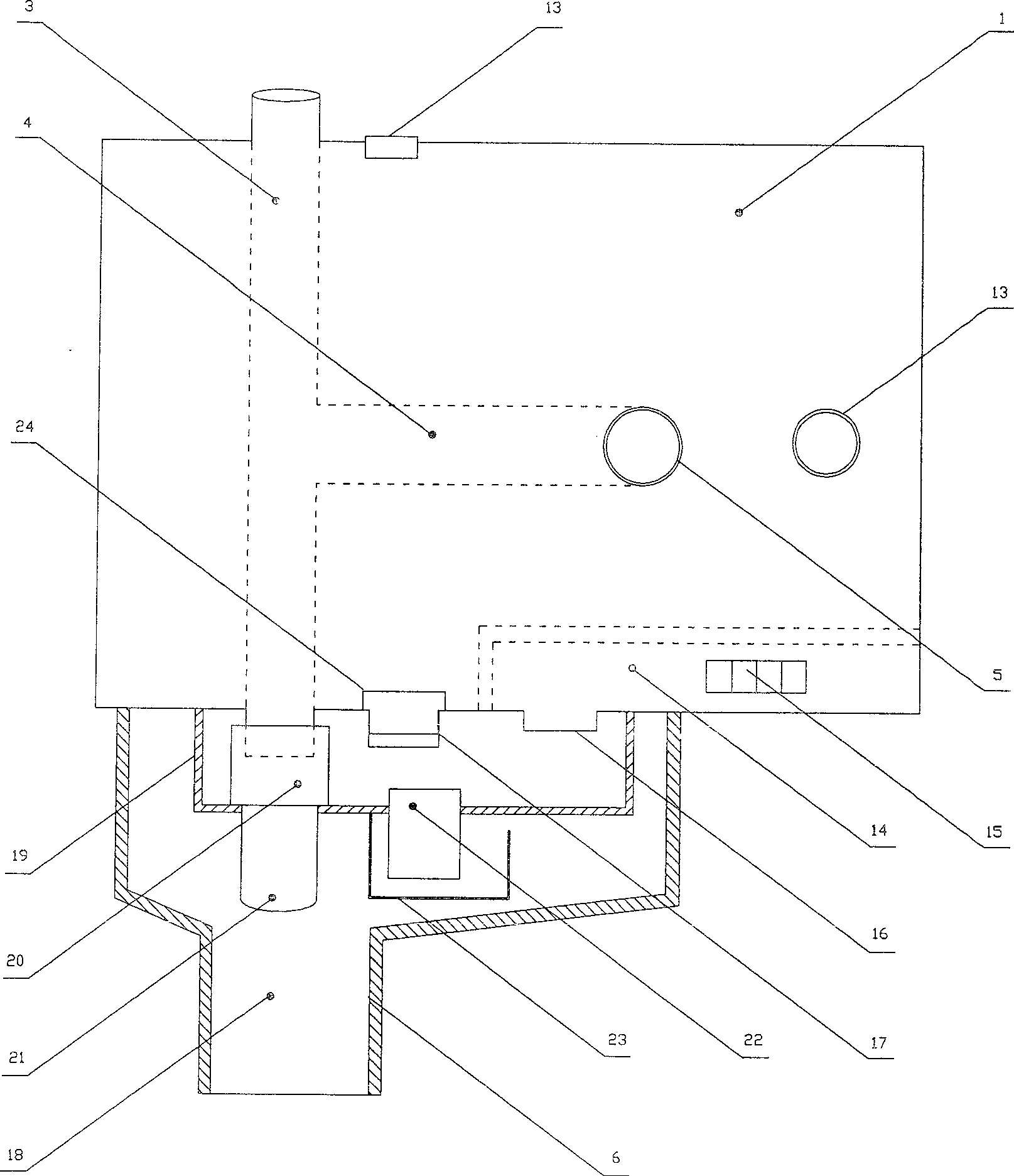 Kitchen-toilet modularized same floor side water draining device