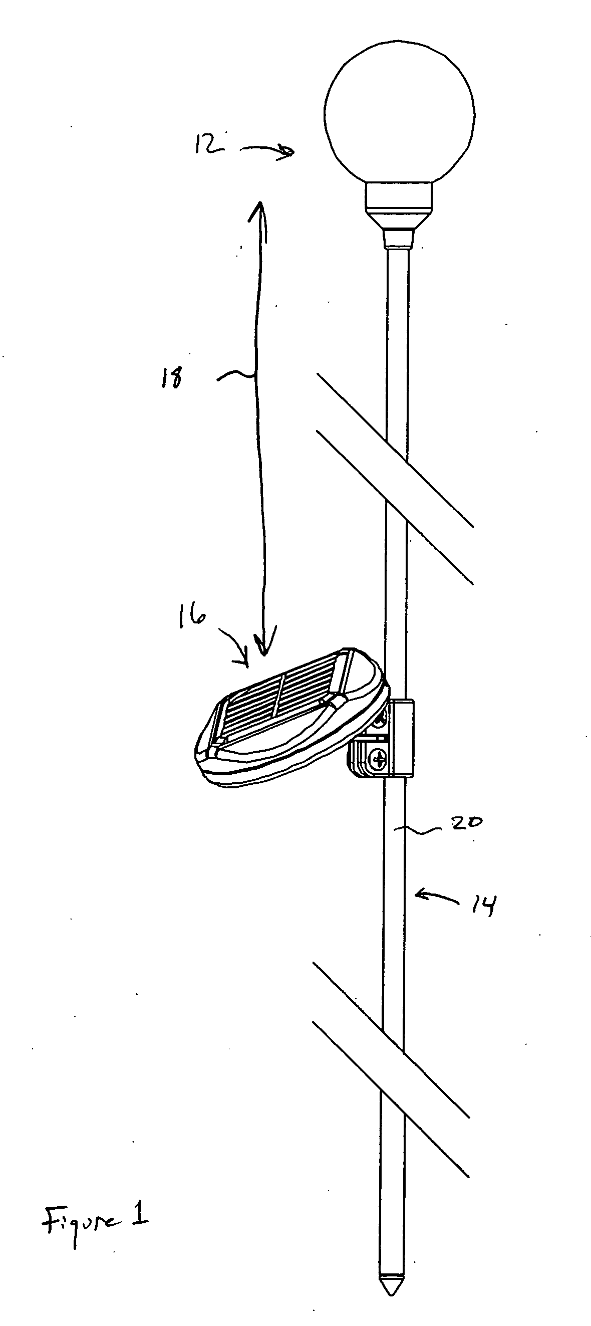 Offset solar-powered outdoor lighting apparatus