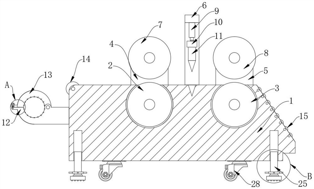 Segmented cutting device for building waterproof material production