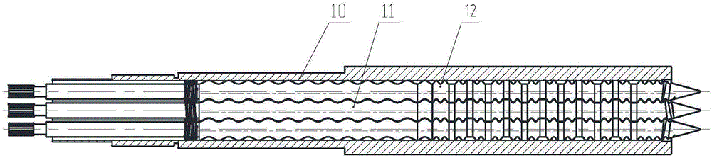 Non-return ring free multiaxial volume pulse injection forming method and device