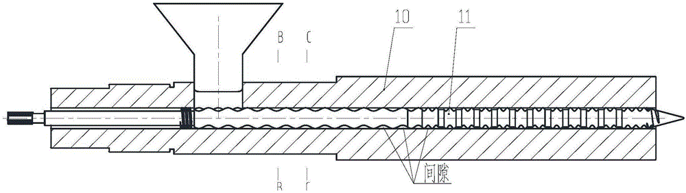 Non-return ring free multiaxial volume pulse injection forming method and device