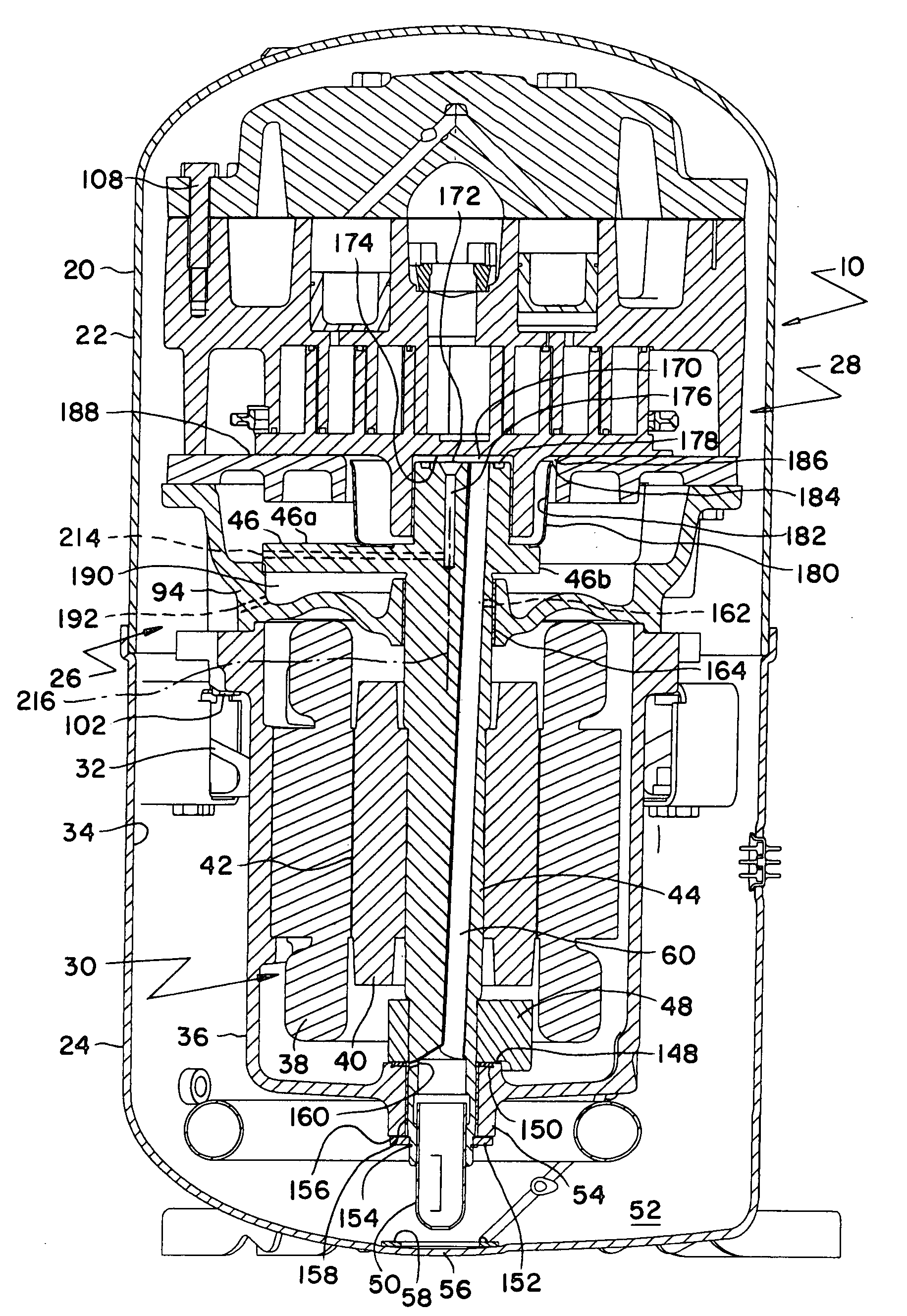 Scroll compressor with crankshaft venting